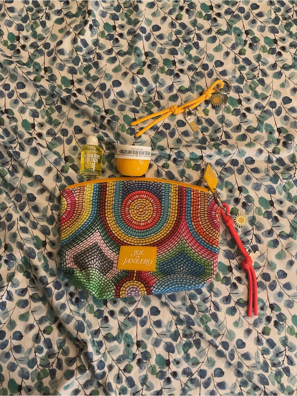 Sol de Janeiro Multicolor Beaded Cosmetic Pouch With Oil, Cream, two Charms
